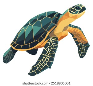 Low Poly Turtle. Flat Vector Illustration