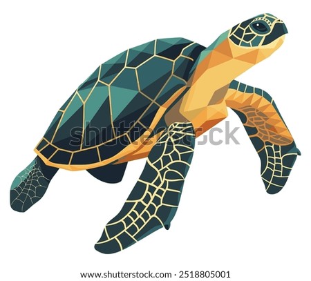 Low Poly Turtle. Flat Vector Illustration