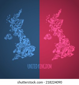 Low Poly United Kingdom Map with National Colors - Infographic - Vector Illustration