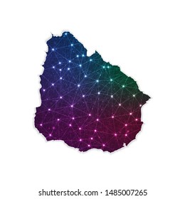 Low poly Uruguay map in geometric polygonal on white background. Vector Illustration Eps10.
