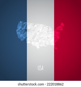 Low Poly USA Map with National Colors - Infographic - Vector Illustration