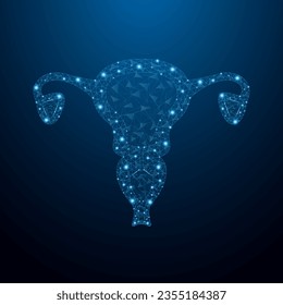 Utero de popa baja, vector cervical con concepto futurista. Bienestar de las mujeres simbólico diseño de alambre de polietileno bajo. Ilustración de la salud reproductiva.