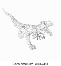 Low Poly Vector Abstract Allosaurus (Allosaurus fragilis) dinosaur isolated on the white background