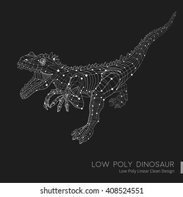 Low Poly Vector Abstract dinosaur isolated on the dark background. Clear design concept