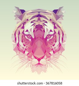 Low poly vector animal illustration. Polygonal tiger graphic design.