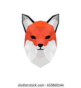 Low poly vector animal illustration. Polygonal fox graphic design