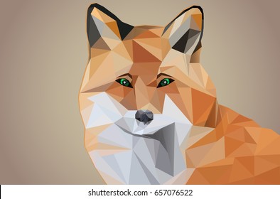 Low poly vector animal illustration. Polygonal fox graphic design