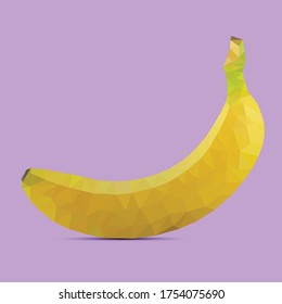 Low poly vector banana on a purple background