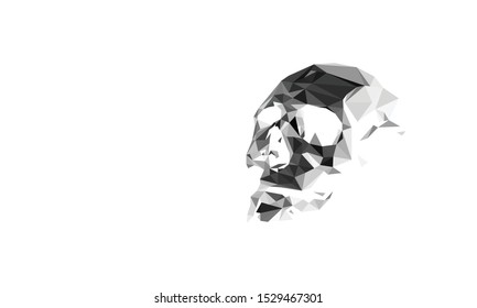 Low poly vector of a black skull head. With white background. EPS 10.