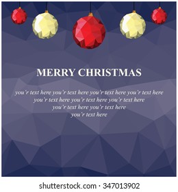 Low poly vector christmas card, Christmas decoration, Merry Christmas
