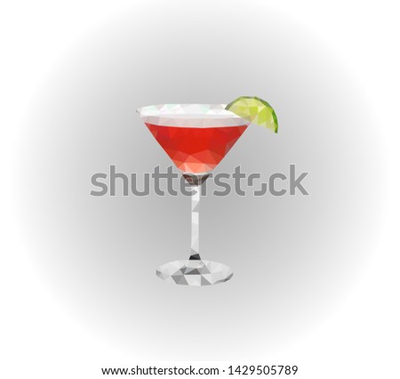 Low poly vector cocktail. Polygon cocktail icon.
