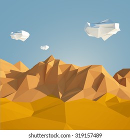 Low Poly Vector Desert Mountain Landscape