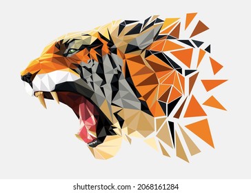 Low poly vector design. Tiger illustration