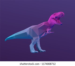 Low Poly Vector Dinosaur Polygonal Tyrannosaurus Club Flyer Gradient 3D Rendering