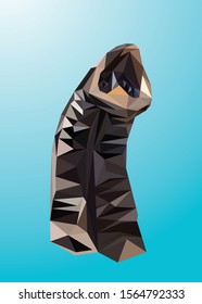 Low poly vector of an elephant's trunk in high details. With blue color background. EPS 10. Ideal for poster and t-shirt.