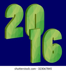 low poly vector illustration 2016 New Year