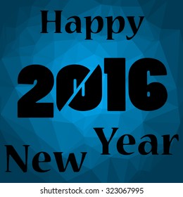 low poly vector illustration 2016 New Year