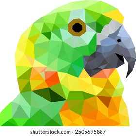 Low poly vector illustration of a colorful parrot