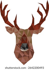 low poly vector illustration of deer isolated on white background	