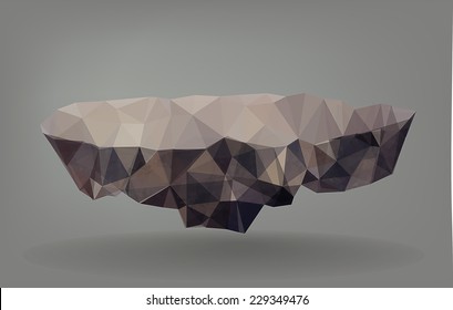 Low Poly Vector Illustration of a floating rock/Island