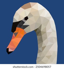 Low poly vector illustration of the head and neck of a swan.