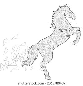 low poly vector illustration of horse.