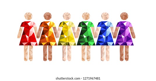 Low poly vector Illustration to March 8, with women. Illustration can be used in the newsletter, brochures, postcards, tickets, advertisements, banners. Congratulations to the Women's Day