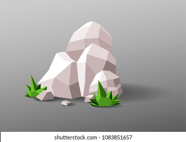 Low Poly Vector Illustration of a rock