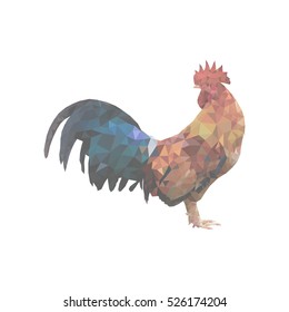 low poly vector illustration, Thai Chicken on white background