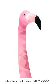 Low Poly Vector Image of a Pale Pink Flamingo Bird 