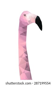 Low Poly Vector Image of a Pale Pink and Purple Flamingo Bird 