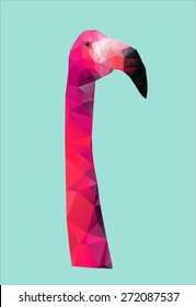 Low Poly Vector Image of  a Pink Flamingo Bird 