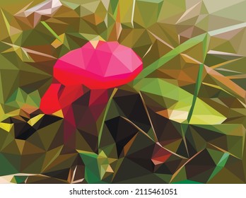 A low poly vector image of a toadstool against a green background