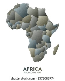 Low poly vector map of Africa with geometric design.