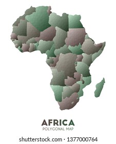 Low poly vector map of Africa. Green and brown shades.  Perfect for presentations.
