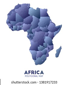 Low poly vector map of Africa with geometric design.