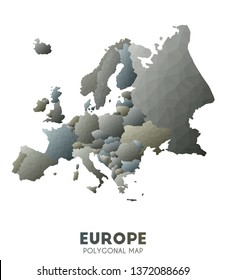 Low poly vector map of Europe with a modern, abstract design.