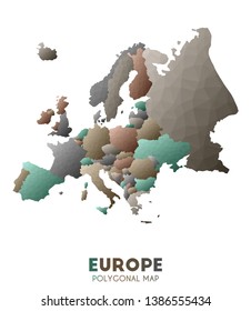 Low poly vector map of Europe with a modern, geometric design.