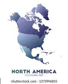 Low poly vector map of North America, including USA, Canada, and Mexico.