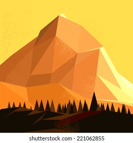 Low Poly Vector Mountain landscape.