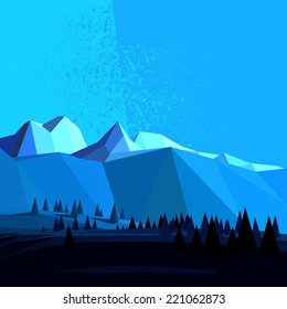 Low Poly Vector Mountain Landscape.