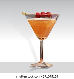 Low poly vector orange cocktail