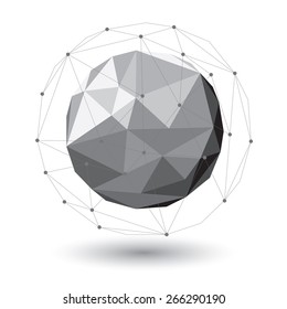 A low poly vector orb surrounded by a line work cage.