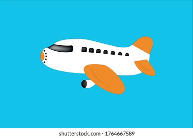Low Poly Vector Plane With Simple SKy.