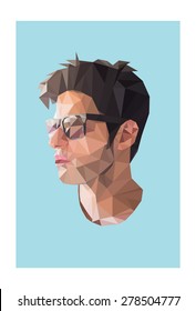 Low Poly Vector Portrait Of Young Man