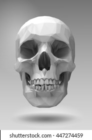 Low poly vector skull  in 3d realistic render look