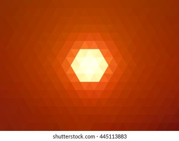 Low poly vector sun on orange sky