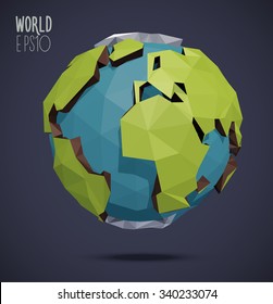 Low Poly Vector World Globe Illustration. Polygonal Earth.