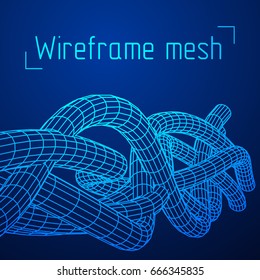 Low poly vein or wire wireframe mesh background. Scinece and tech vector illustration.