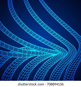 Low poly vein or wire wireframe mesh background. Scinece and tech vector illustration.